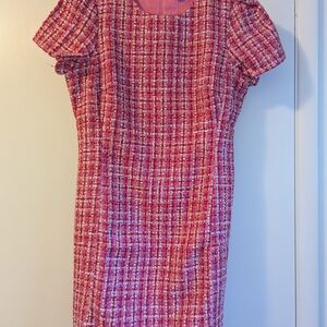 Elegant Pink Tweed Dress